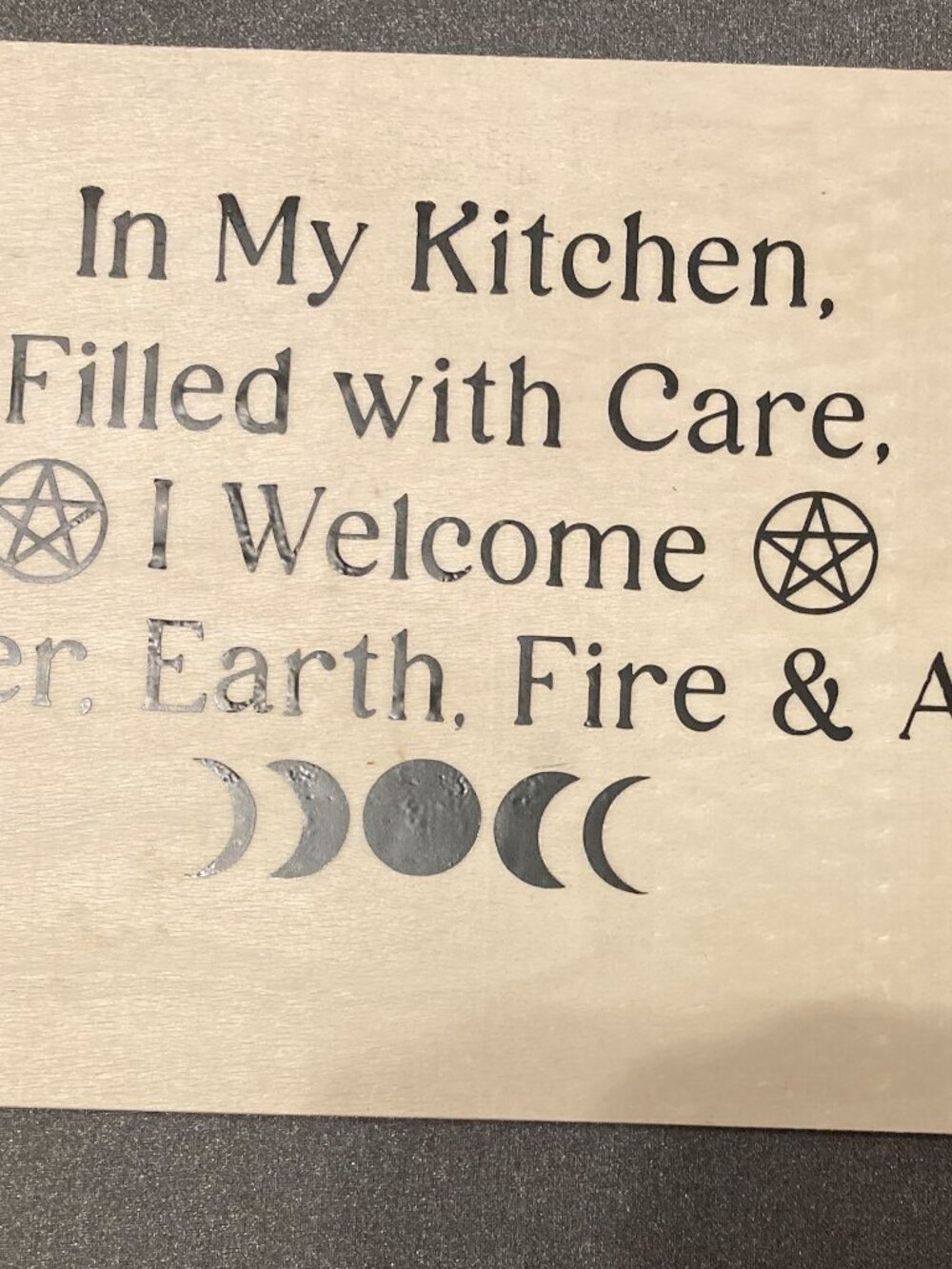 Handcrafted Elemental Kitchen Sign